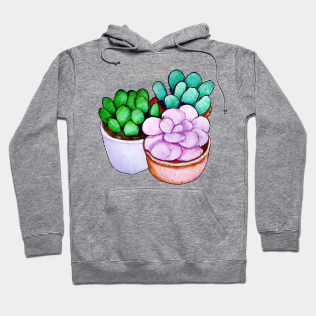 Watercolor Succulents Collection Hoodie by Kaamalauppias